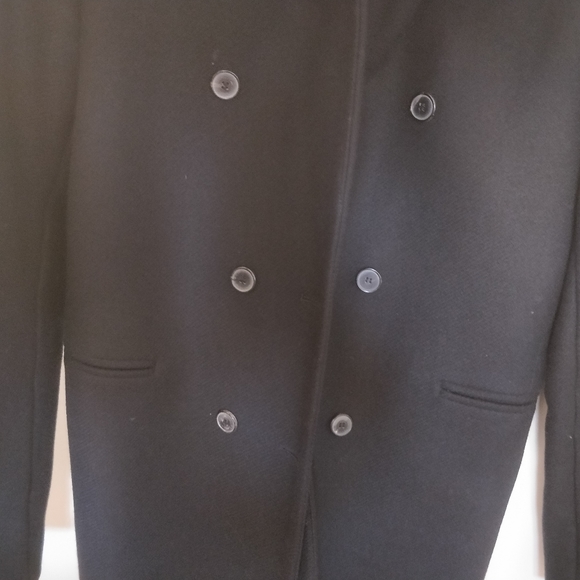 ZARA 75% wool black coat double breasted - Picture 3 of 13